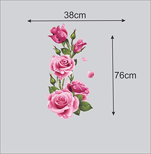 Image of Wall Stickers | Wall Sticker for Living Room -Bedroom - Office - Kids Room - Hall - Home Decor | Stickers Yard Beautiful Rose Flower Wall Sticker (38X76)