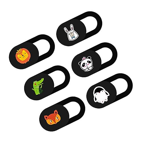 Angoily 6個 カメラ プライバシー カバー ウェブカメラ ブロッカー ステッカー トップ カメラ カバー スライド 電話カメラ カバー スライド 携帯カメラカバー 動物スタンプ 腹筋