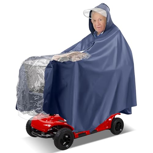 WANDGU Poncho de lluvia para vehículos eléctricos con panel transparente: impermeable a prueba de viento con bolsa de almacenamiento para sillas de ruedas y scooters de movilidad ideal para