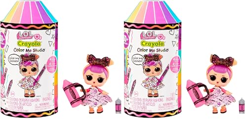 L.O.L. Surprise! Loves CRAYOLA - Colour Me Studio with Collectible Tot - Over 30 Surprises including Doll, Paper Dresses and 4 Crayons - Art Studio Playset in Crayon Capsule Packaging - For Ages 3+