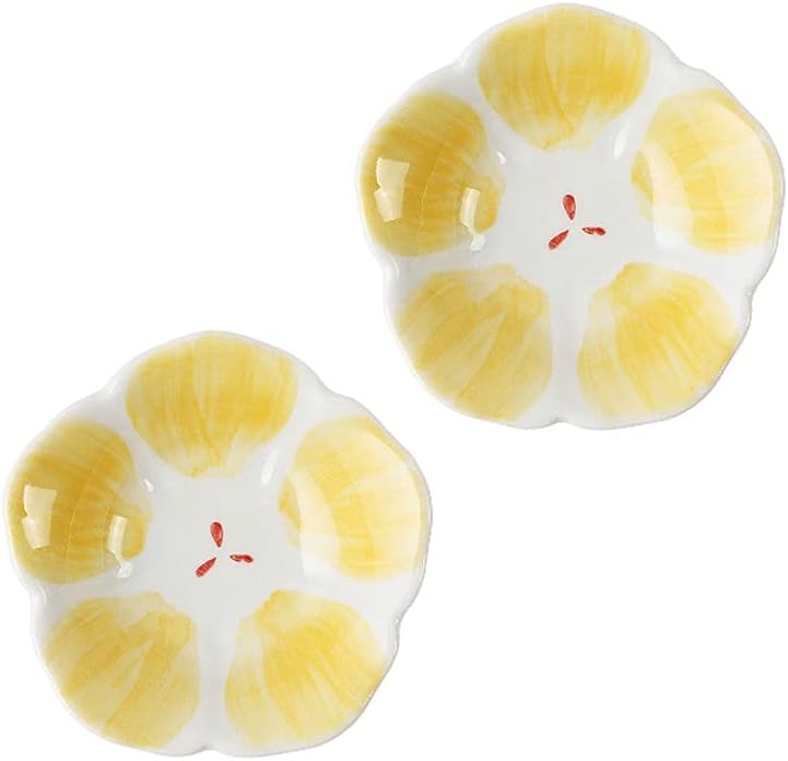 Sauce Dipping Bowls Ceramic Sauce Dish Flower Shape Soy Sauce Dish Dipping Bowls Seasoning Dishes for Soy Sauce Kitchen BBQ Sauce Appetizer Set Small Pinch Bowls for Kitchen Prep