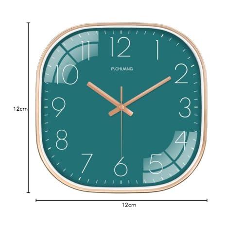 STAR WORK Plastic Non Ticking Silent Quartz Watch Analog Wall Clock Bedroom Hall Living Room Office, Mute & Quiet Wall Clocks(Aqua Square), 12x12 Inch