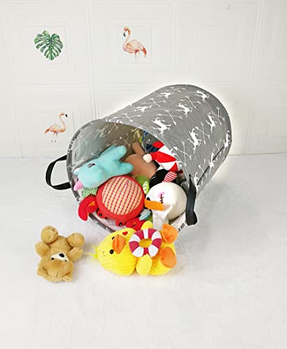 Acmuuni Round Canvas Large Clothes Basket Laundry Hamper With Handles,Waterproof Cotton Storage Organizer Perfect For Kids Boys Girls Toys Room, Bedroom, Nursery,Home,Gift Basket(Deer) #TOP3