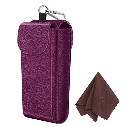 Image of FINTIE Double Glasses Case with Carabiner Hook, Portable Vegan Leather Eyeglass Case Anti-scratch Sunglasses Pouch