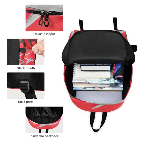 Sac à dos d'école secondaire robuste avec ciseaux rouges ergonomiques et lunch bag étanche - 3