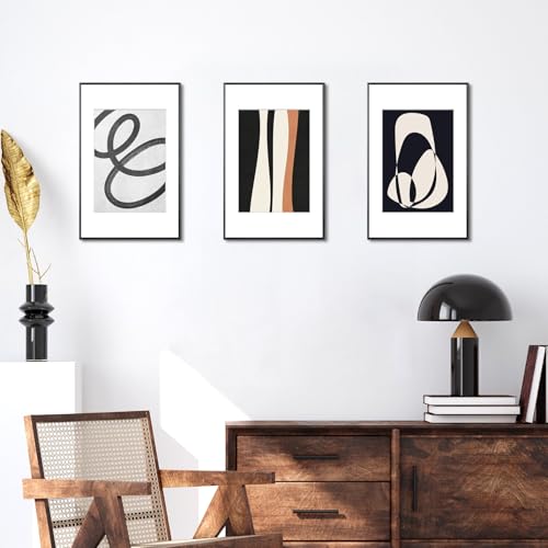 Image of Homso 11x17 Picture Poster Metal Black Frame Set of 3, Display Pictures 8.3x11.7 Inch with Mat or 11x17 Inch Without Mat, Thin Edge with Acrylic Plexiglass for Wall Mounting