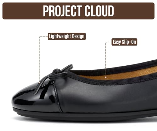 Image of Project Cloud Ballet Flats for Women Shoes - Genuine Leather Insole and Lightweight Mary Jane Flats - Non-Slip and Comfortable Womens Shoes