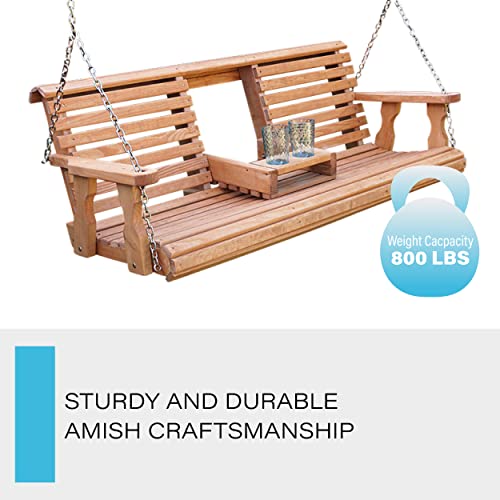 Porchgate PTP-145 Amish Heavy Duty 800 Lb Rollback Console Treated Porch Swing With Hanging Chains  thumb #3