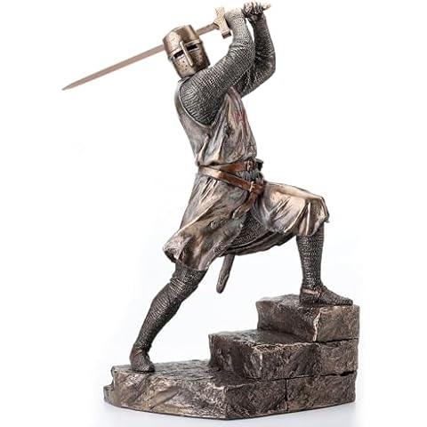 Veronese Design 12 Inch Crusader Templar Knight Wielding Great Sword Cold Cast Resin Bronze Finish Statue Warrior Figurine Cover