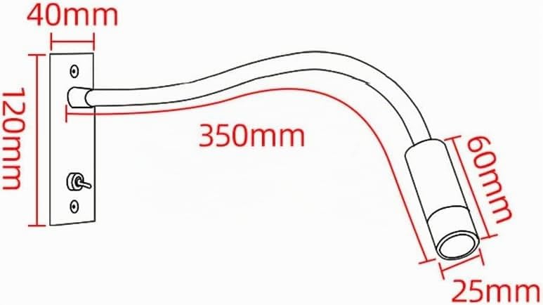 3W 3000K LED Encastré Tête de Lit Liseuse Filaire Flexible Col de Cygne Mur Spots avec Interrupteur - Lampes Murales à Montage Plat Réglables pour