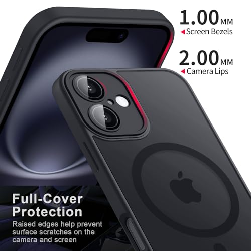Image of Tobfit Magnetic Case for iPhone 16 Compatible with Mag Safe, Translucent Matte Back Slim Shockproof Phone Cover for iPhone 16
