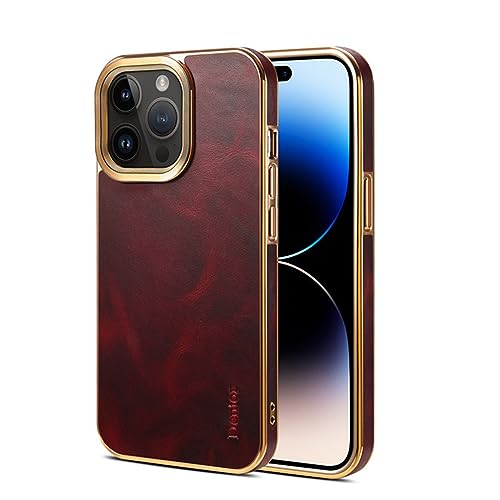 Étui iPhone 15 Pro rouge en cuir idéal pour le bureau et les sorties
