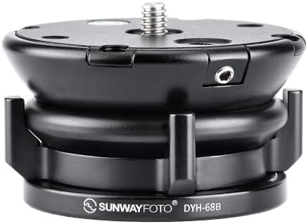 Sunwayfoto Black DYH-68B 68mm Low Profile Leveling Base for Tripod w Butterfly Lock Collar +/-15° Tilt