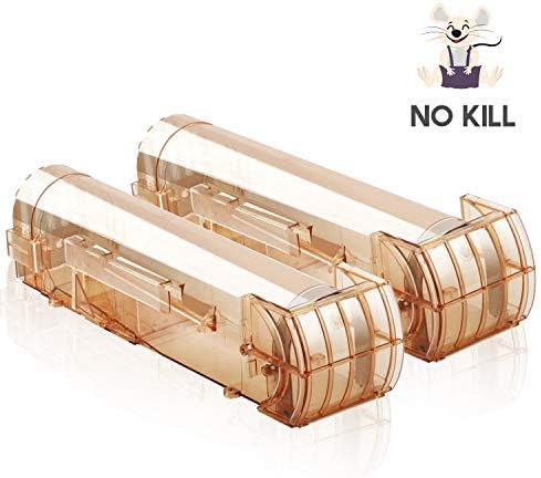 YVELINES Humane Mouse Traps, Reusable Rodent Trap No Kill, Plastic Mice Catcher, 2 Pack