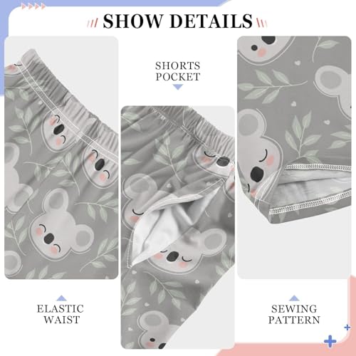 Sleeping Koala Leaves Boys Long Pants Soft Trousers Elastic Waist Kids Lounge Bottoms with Pockets S-XL4