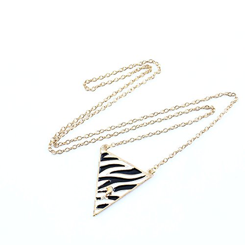 2 x Necklace Pendent Fashion Jewelry Long Chain Collier Sweater Charms ICB09 Black white Zebra Triangle