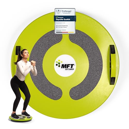 MFT Fun Disc Classic (MFT Grün) Balance Board (made in Austria) Profi Physio Therapiekreisel Gleichgewichtstrainer zur Stärkung der Muskulatur und Koordination, rutschfest, stabil aus Holz