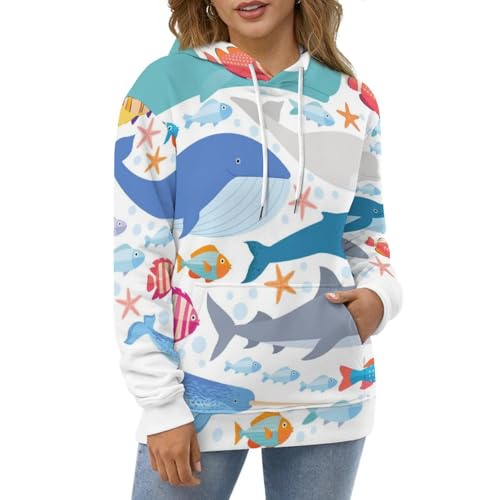 Pull dauphin requin-baleine à capuche pour vos sorties décontractées