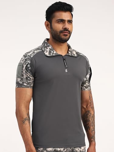 Image of MOUNTMILLER Men's Short Sleeve Ripstop Tactical Polo T-Shirt | Anti-Odor | Moisture-Wicking | UV Protective| Ideal for Hiking & Trekking, Outdoor