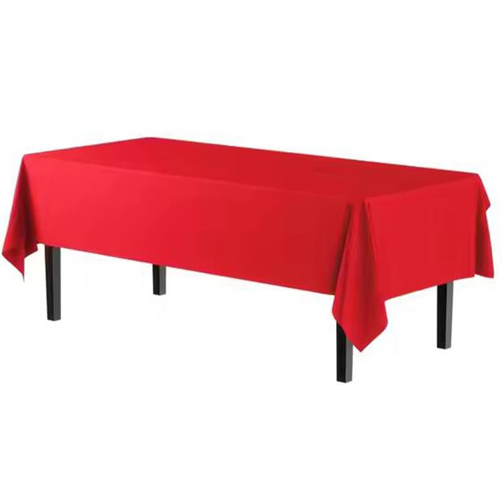 Anaado Christmas Red Table Cloth for 8 Foot Table, Heavy Duty, Xmas Table Cover for Buffet, Parties, Dining, 137 x 274 cm, Red