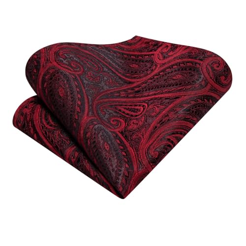Image of Hi-Tie Silk Ascot for Men Self Tie Men's Cravat and Flower Lapel Pin Handkerchief Cufflinks Set for Wedding Party