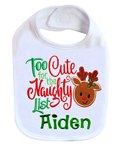 Christmas Reindeer Bib Unisex for Baby Boy or Girl Personalized with Baby Custom Name3