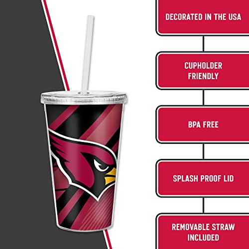 Image of Rico Industries NFL Football 16oz Clear Tumbler W /Straw for NFL Fans
