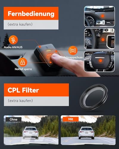 Vantrue N5 4-Canali Starvis 2 Dash Cam 5Ghz Wifi Gps, 1944P/2.5K + Tripla 3HDR 1080P Telecamera Per Auto, Dashcam Auto Controllo Vocale 24H. Modalità Di Parcheggio Buffer, App & 160°IPS Max 512G - 7