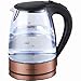 Milanino Glas Wasserkocher, Wasserkocher 1.7 Liter Edelstahl mit LED-Innenbeleuchtung mit Filterauslauf und Trockenlaufschutz BPA Frei - 2200 W (Kupfer)