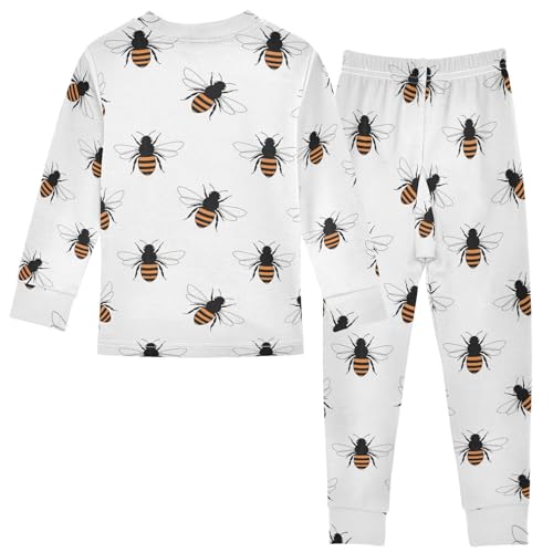 Pajama Sets Long Sleeve Cartoon Insect Bee Pattern Soft Comfy Sleepwear 2 Piece PJS 3-8T3