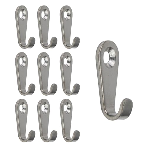 Image of MY MIRONEY 10PCS Mini Wall Hooks Stainless Steel J-Shaped Mirror Hangers Hardware Photo Frame Hooks with Mounting Screws, Type 2