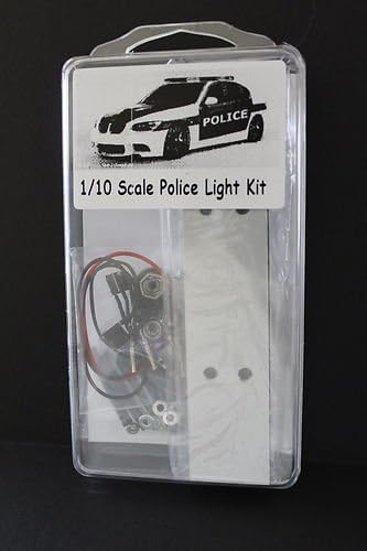Realistic Metal LED Police Light Bar for 1/8th & 1/10th Scale Cars and Trucks 7 Flashing Modes - Compatible with Traxxas, HPI, Redcat Racing, Team Associated, Tamiya