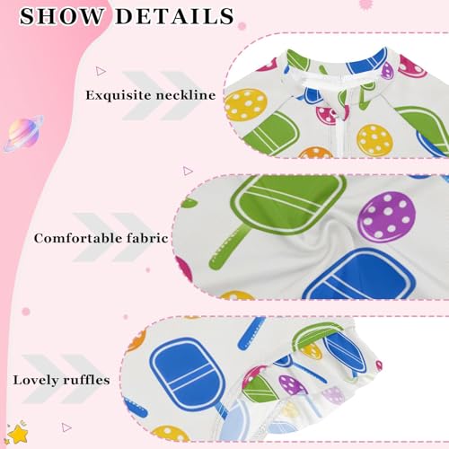 Girls One Piece Swimsuits Long Sleeve Swimsuit Zipper Bathing Suits Ping Pong Colorful3