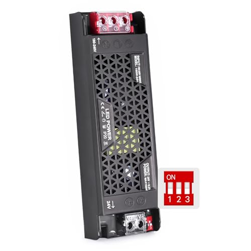BRIMETI Transformador LED 24V 150W 6.2A Regulable Fuente Alimentación Ultra Fino Dimmable 220V AC a 24V DC Driver Bajo Voltaje Constante Tensión Adaptador Transformador para Tira Luces LED