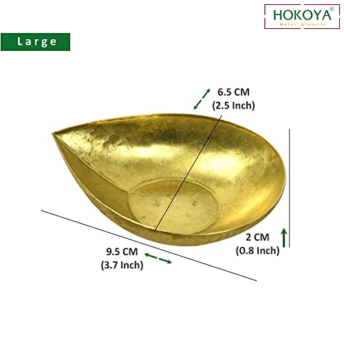 Image of HOKOYA Pital Formal Diya Set, Brass Puja Lamp, Large, Set of 108