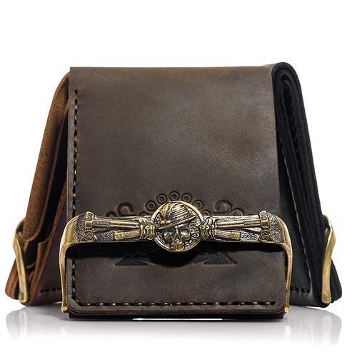 Leather Wallet Molfar with Brass Frame, Bifold Wallet