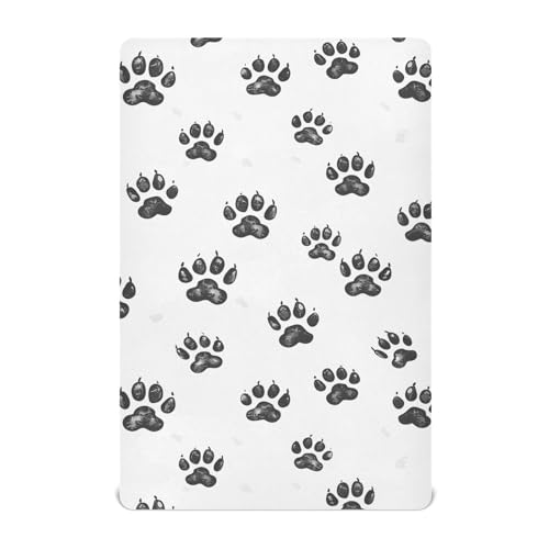 JIPONI Bear Paws Soft Crib Sheet- Pack & Play Sheets Fitted, Breathable Mattress Cover for Standard Size Crib, 52’x28’x9’