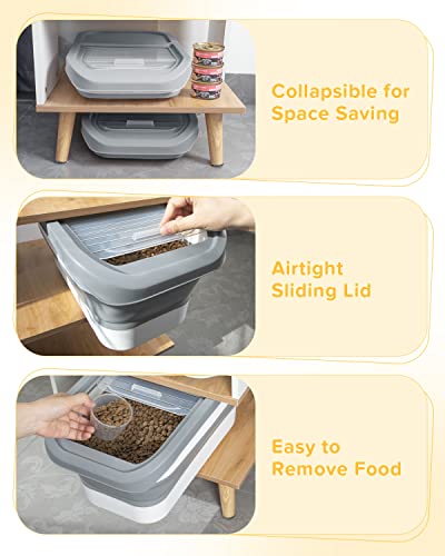 Ddmommy 13 Lbs Dog Food Storage Container - Collapsible Dog Food Container With Sliding Lid, Measuring Cup And Silicone Bowl, Pet Food Storage Containers Dry Food For Dog, Cats And Other Pet（Grey #TOP2
