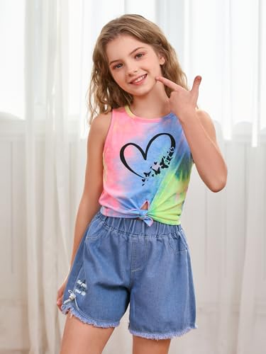 SOLY HUX Girl's Summer Tank Tops Tie Dye Graphic Print Sleeveless Tshirt Holiday Vacation Vest3