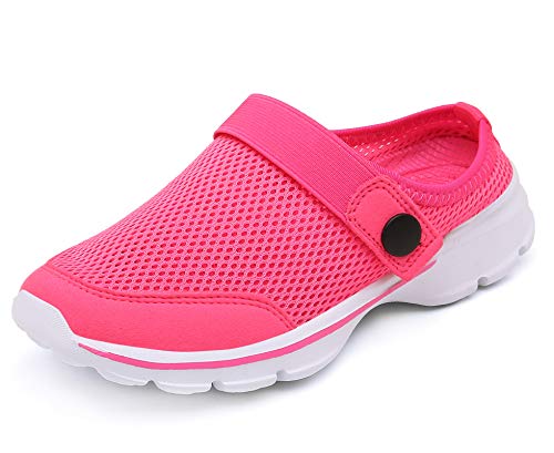 C CELANDA Kid's Garden Clogs Slippers Sandals Girls' Boys' Lightweight Mesh Slipper Slip On Walking Shoes Soft Comfort Beach Pool Non-Slip Clogs & Mules Pink 4 US Big Kid