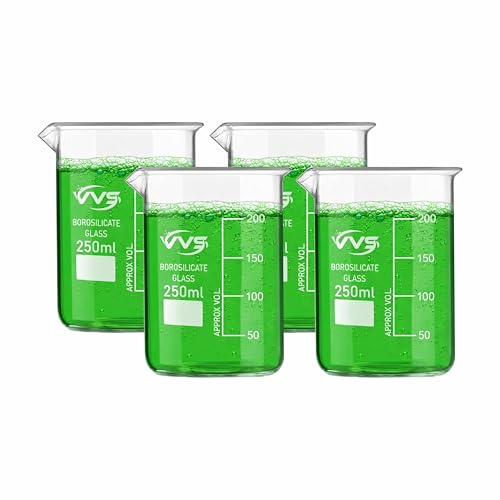 Image of VVS Borosilicate Glass Beaker 250ml pack of 4 of For School College, Lab Laboratry and professional use