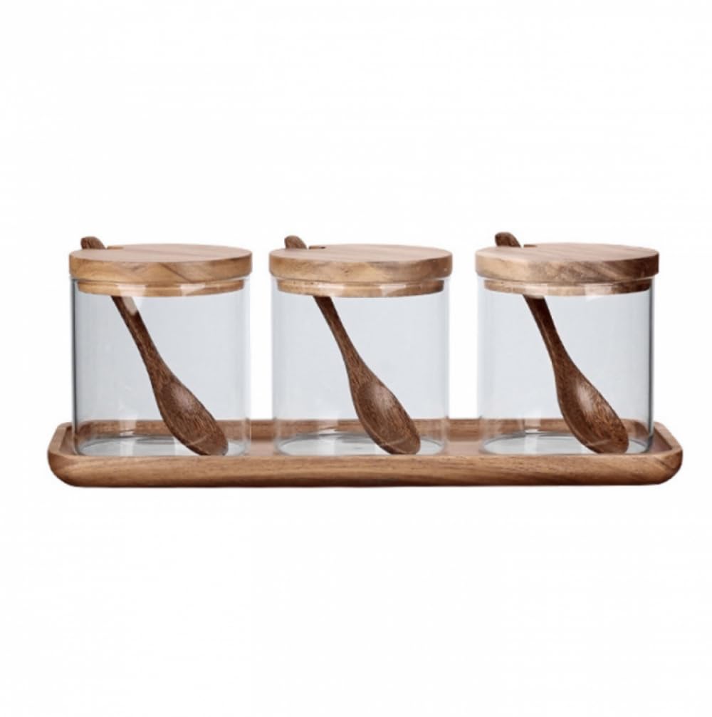 VHJdtE Seasoning jars, Glass Spice Jar with Spoos and Lid Container