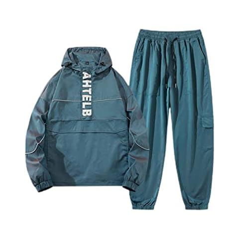 couple plus size sports two piece set sportswear women ladies men sets clothing casual wear for outfits matching him and her outfit (blue,L) Cover