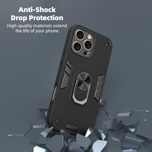 Image of NDCOM for iPhone 16Pro Max Cover | Premium Protective iPhone 16 Pro Max Case | Optimal Fit and Style | 16 Pro Max Case | Ring Holder Case Black