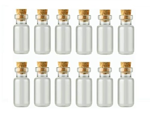 Image of Mini Clear Glass Wish Bottles with Cork Stopper, 1ml Mini Message Bottle, Tiny Glass Bottles With Wood Cork Empty Small Containers for Crafts & Decorations 4 cm (Pack of 20)
