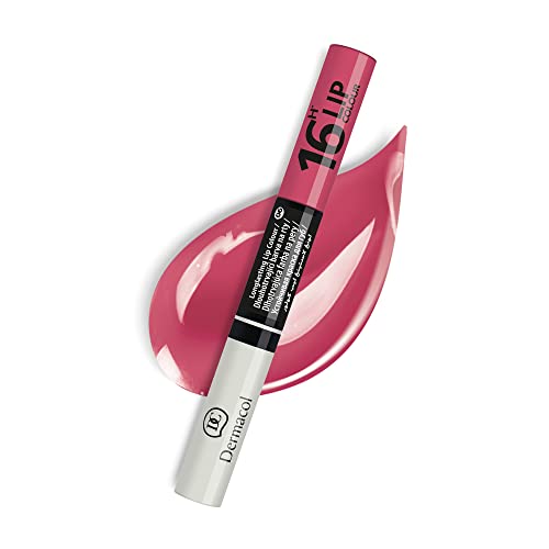 Dermacol - Color de Labios de 16 Horas, Brillo de Labios, Productos de Maquillaje de Labios a Prueba de Besos con Acabado Mate y Brillante, Barra de Rosa Violeta Intenso, 7,1 ml
