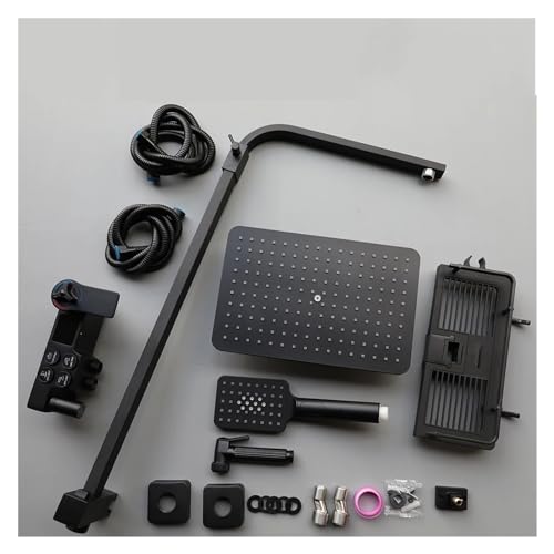 Ensemble de douche effet pluie et mitigeur de baignoire écran noir - 6