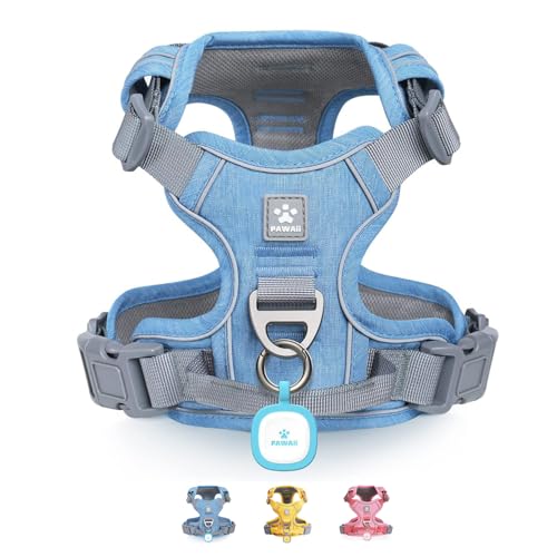 Pawaii No Pull Dog Harness with Pet ID Tag,Reflective Strips No Choke Front O Ring Breathable Mesh...