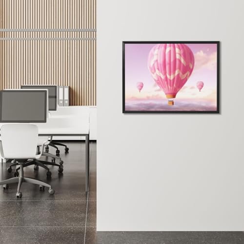 Peintures à motif montgolfière rose pour décoration murale 40cm