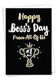 Happy Boss's Day From All: Humorous Boss's Day Card From All of Us Featuring Work Themed Wishes For Your Employer, with Envelope. C5886BOG-US